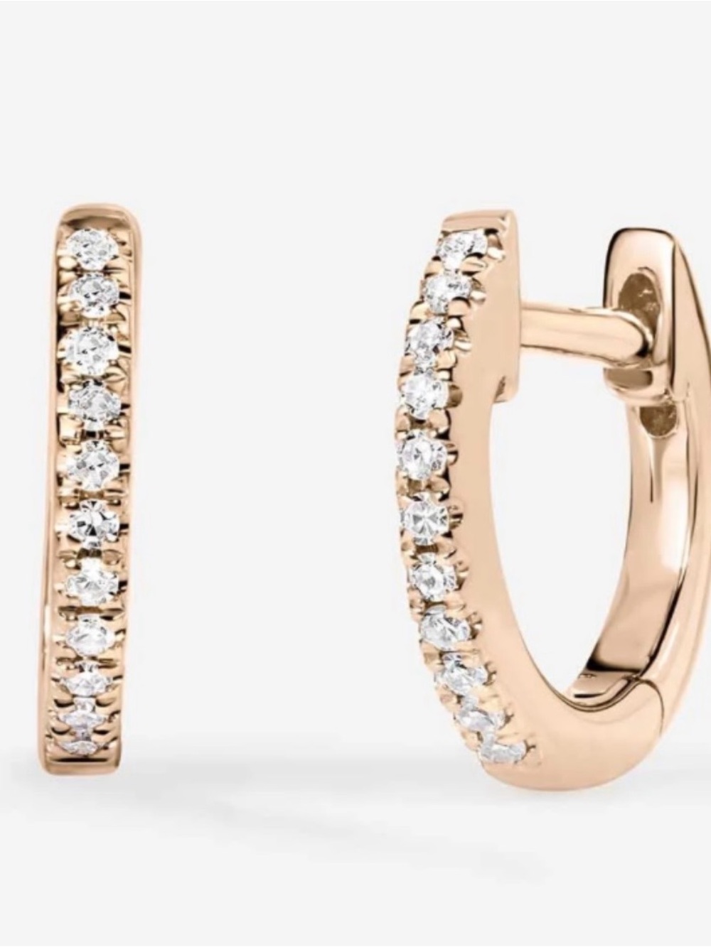 Ring Concierge 14k Rose Gold Petite Diamond Huggie Hoop Earrings